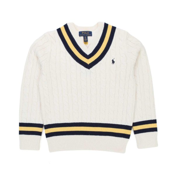 Ralph Lauren - UNISEX CREAM, BLUE AND YELLOW PULLOVER FOR JR AND TEEN