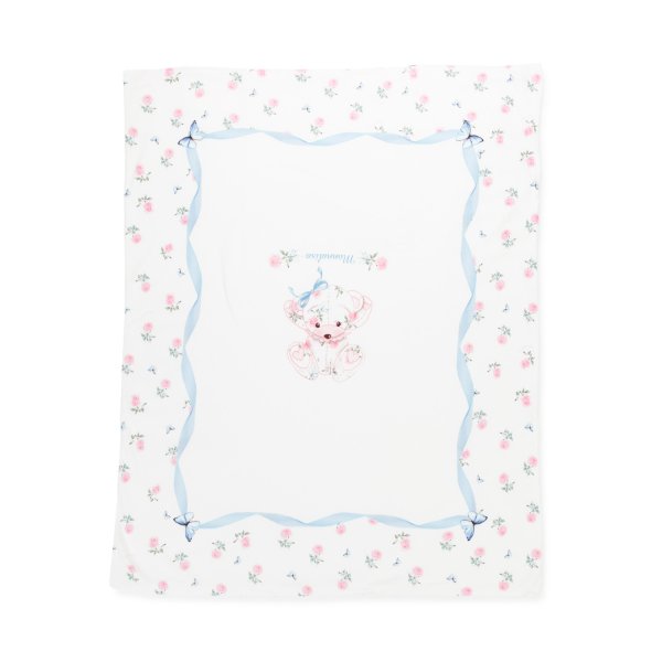 Monnalisa - WHITE AND PINK BLANKET WITH FLOWERS FOR BABY GIRL