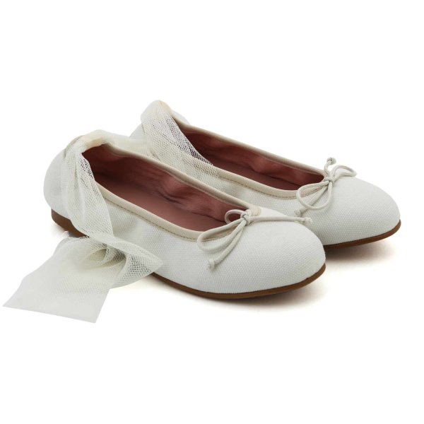 Zoysan - WHITE BALLERINAS WITH TULLE FOR GIRL AND TEEN