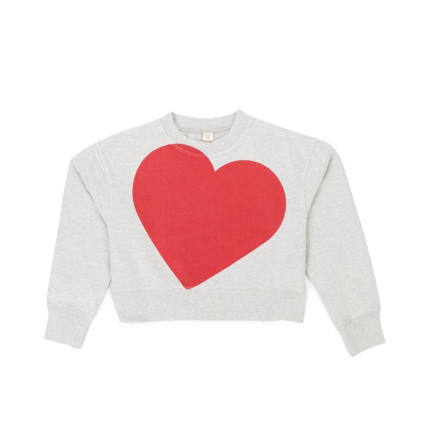 Bellerose - GRAY CAZI SWEATSHIRT WITH RED HEART FOR GIRLS