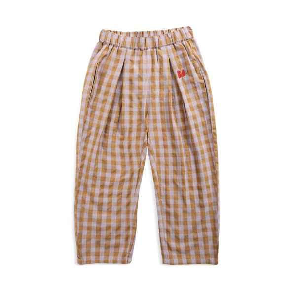 Bobo Choses - UNISEX SAND AND LIGHT BLUE CHECKED TROUSERS