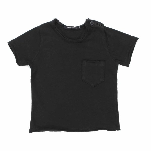 Aventiquattrore - BLACK T-SHIRT WITH POCKET FOR BABY GIRL