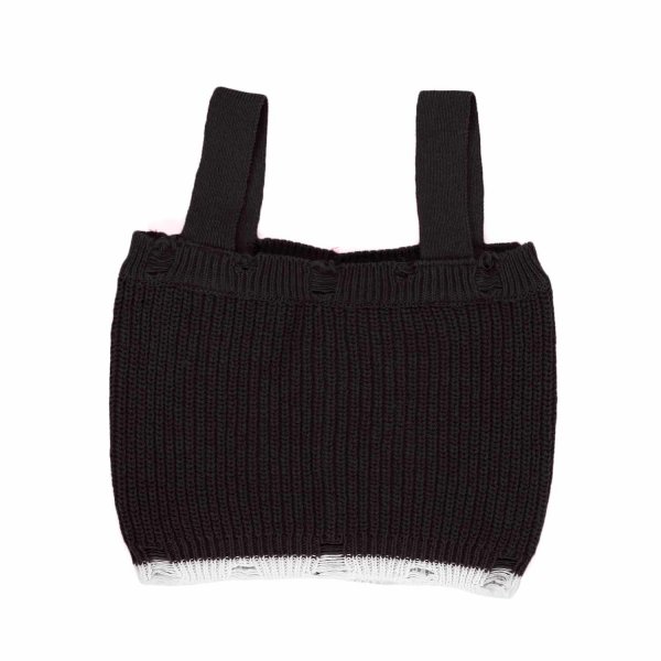 Vicolo - SHORT BLACK KNITTED TOP FOR TEEN GIRL