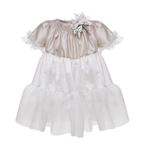 Caf - GIRLS BEIGE, IVORY AND WHITE CEREMONY DRESS