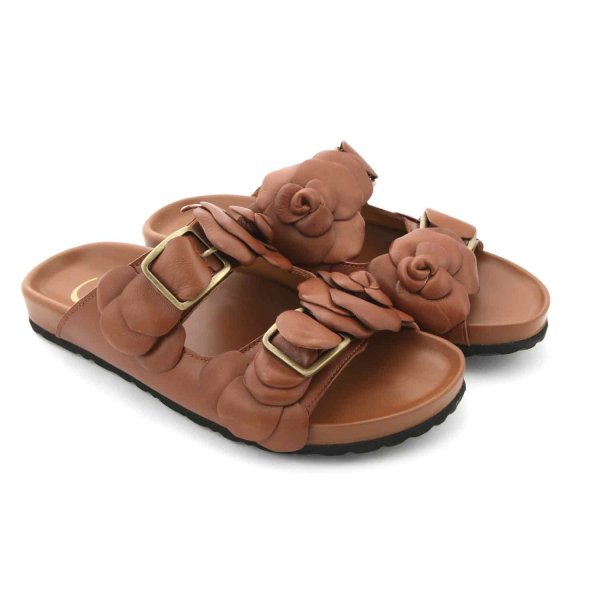 Gallucci Shoes - BROWN LEATHER SANDALS FOR GIRLS AND TEEN