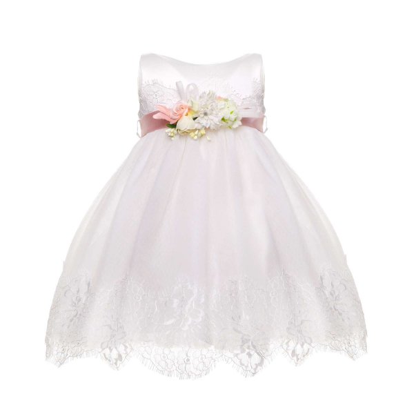 Bella Brilly - WHITE IVORY AND PALE PINK BAPTISM DRESS
