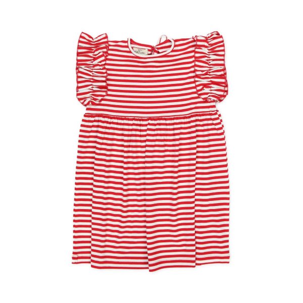 Olive - WHITE AND RED STRIPED DRESS FOR GIRLS