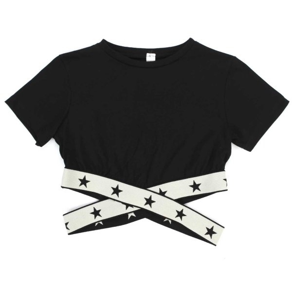 Souvenir - BLACK T-SHIRT WITH STARS FOR GIRLS AND TEEN