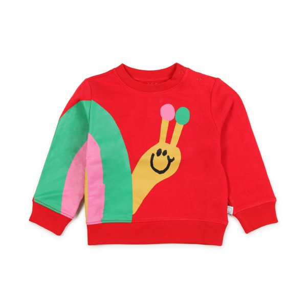 Stella Mccartney - RED SWEATSHIRT WITH MULTICOLOR PRINT FOR BABY GIRLS