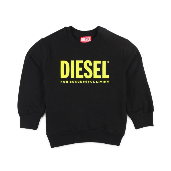 Diesel - UNISEX BLACK SWEATSHIRT WITH FLUO YELLOW LOGO