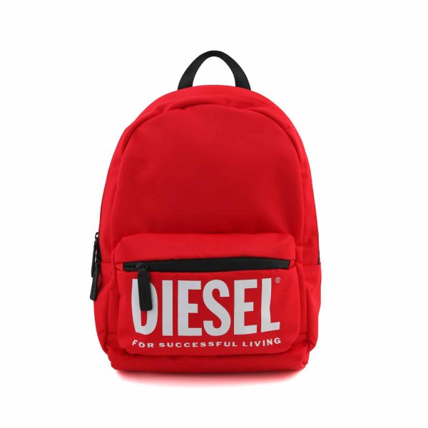 Diesel - UNISEX RED AND BLACK BACKPACK WITH WHITE LOGO