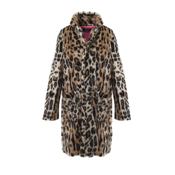 Dsquared2 - LEOPARD AND FLUO PINK COAT FOR GIRLS AND TEEN