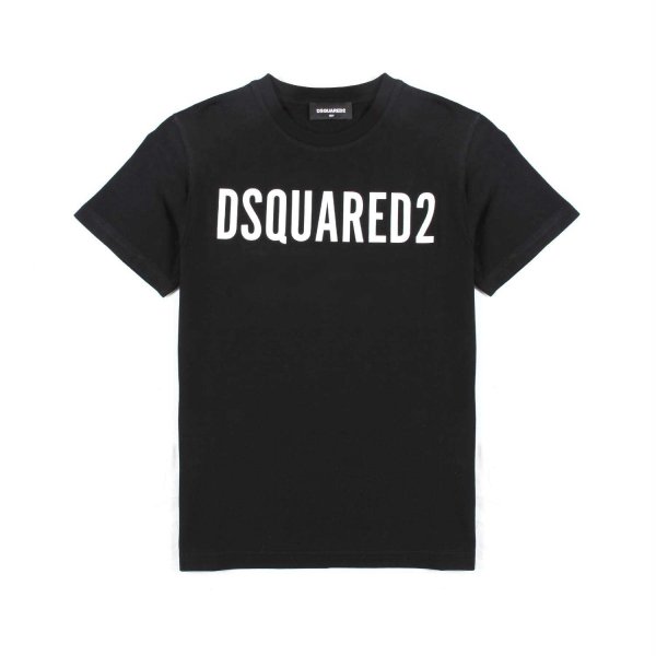 Dsquared2 - BLACK T-SHIRT WITH WHITE LOGO