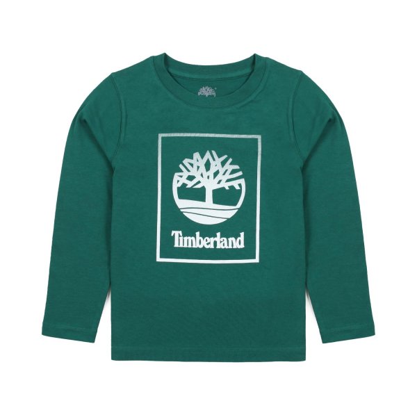 Timberland - GREEN LONG SLEEVE T-SHIRT WITH SHADED LOGO