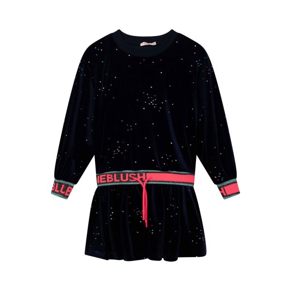 Billieblush - NAVY BLUE DRESS WITH MULTICOLOR STRASS FOR GIRL
