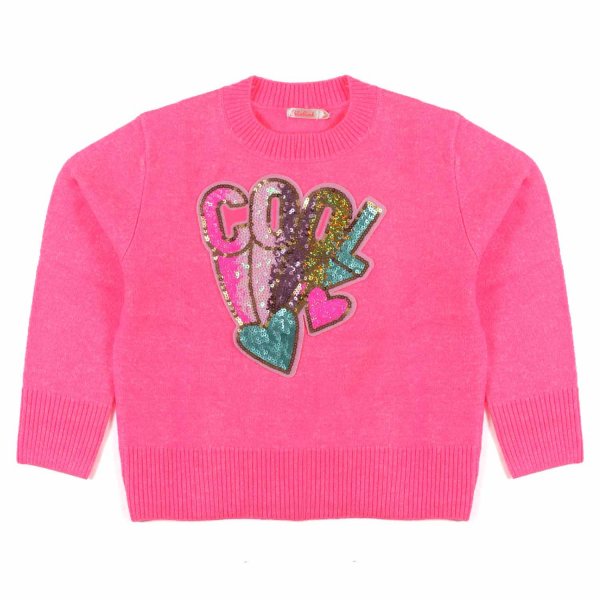 Billieblush - FLUO PINK SWEATER WITH SEQUINS FOR GIRLS