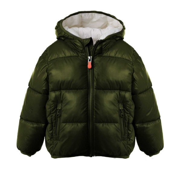 Save The Duck - MILITARY GREEN AND WHITE JODY DOWN JACKET FOR BABY BOYS