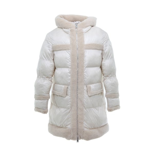 Woolrich - LONG CURLY MILKY CREAM DOWN JACKET FOR GIRLS