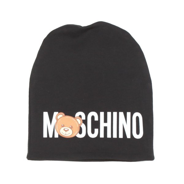 Moschino - BLACK BABY HAT WITH TEDDY BEAR LOGO