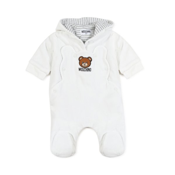 Moschino - TEDDY BEAR WHITE HOODED JUMPSUIT