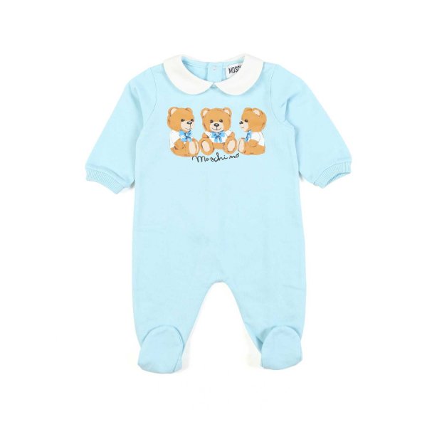 Moschino - LIGHT BLUE ROMPER WITH TEDDY BEARS FOR BABY