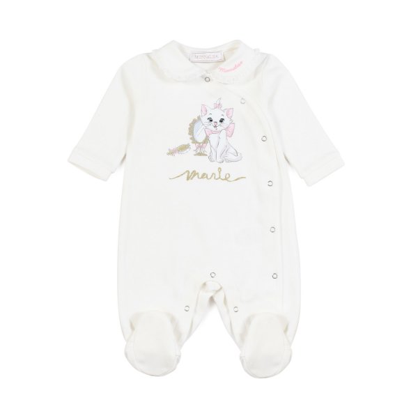 Monnalisa - WHITE JUMPSUIT WITH ARISTOCATS PRINT FOR BABY GIRL