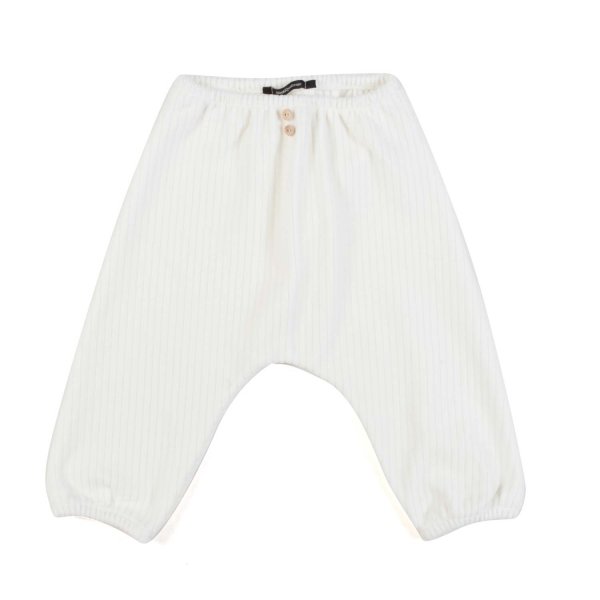 Aventiquattrore - WARM WHITE RIBBED TROUSERS FOR BABIES