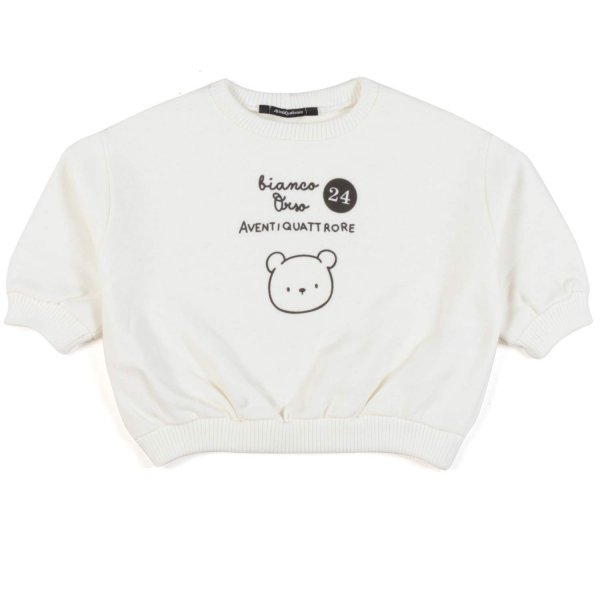Aventiquattrore - WHITE SWEATSHIRT WITH TEDDY BEAR FOR BABY AND CHILD