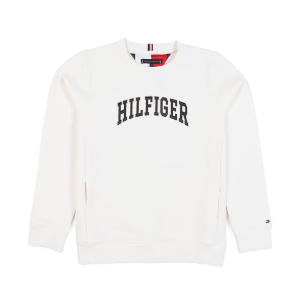 Tommy Hilfiger - WHITE SWEATSHIRT WITH NAVY LOGO FOR BOYS