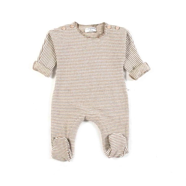One More In The Family - ECRU AND BROWN PORTHOS JUMPSUIT FOR BABIES