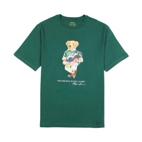 Ralph Lauren - GREEN T-SHIRT WITH PRINTED POLO BEAR FOR BOYS