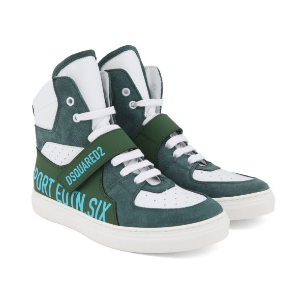 Dsquared2 - GREEN AND WHITE HIGH-TOP UNISEX SNEAKER