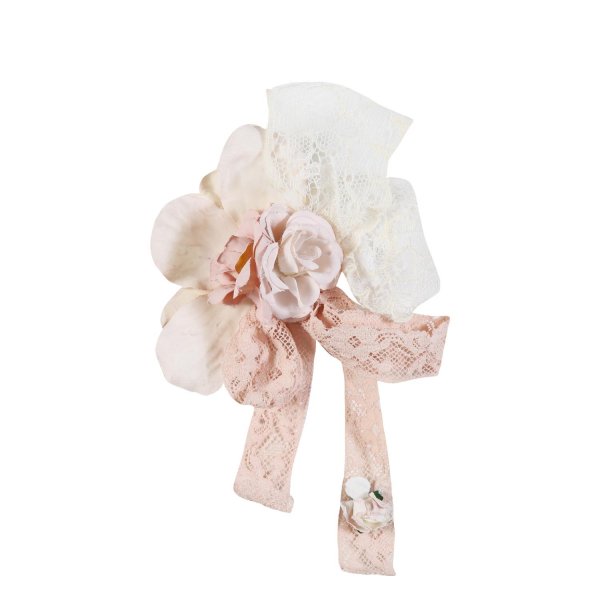Mimilú - PINK AND WHITE LACE CLIP WITH FLOWERS