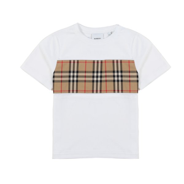 Burberry - WHITE UNISEX T-SHIRT WITH VINTAGE CHECK BAND