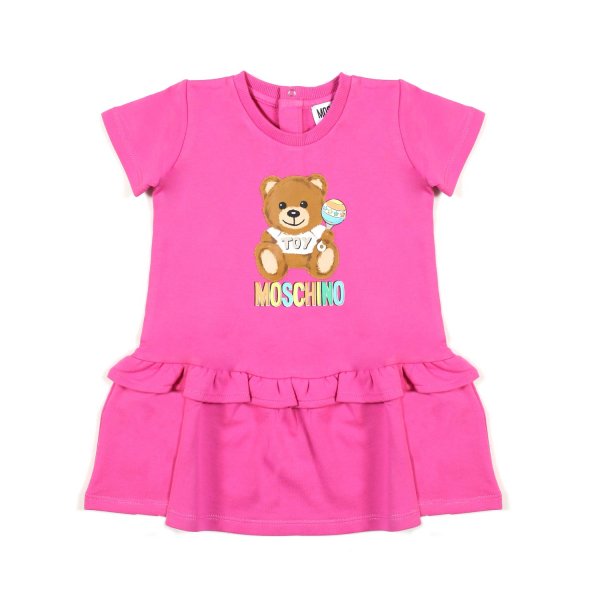 Moschino - FUCHSIA T-SHIRT DRESS WITH TEDDY BEAR FOR BABY GIRLS