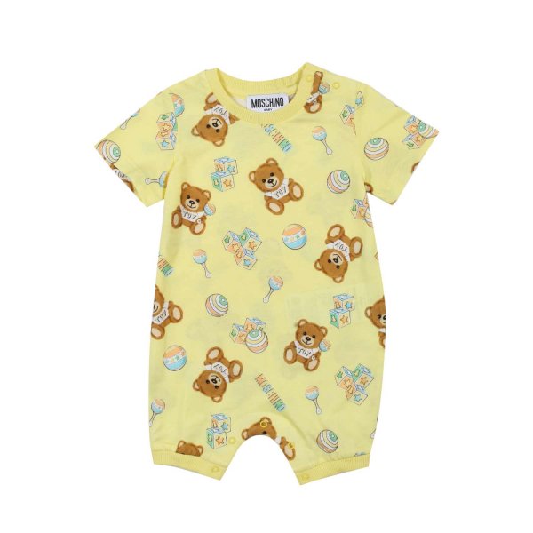 Moschino - YELLOW UNISEX ROMPER WITH TEDDY BEAR PRINTS