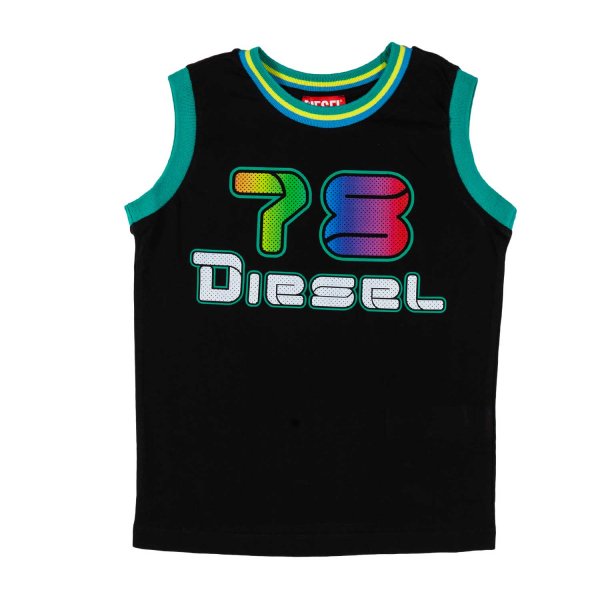 Diesel - BLACK AND MULTICOLOR TANK TOP FOR KIDS AND TEENAGERS