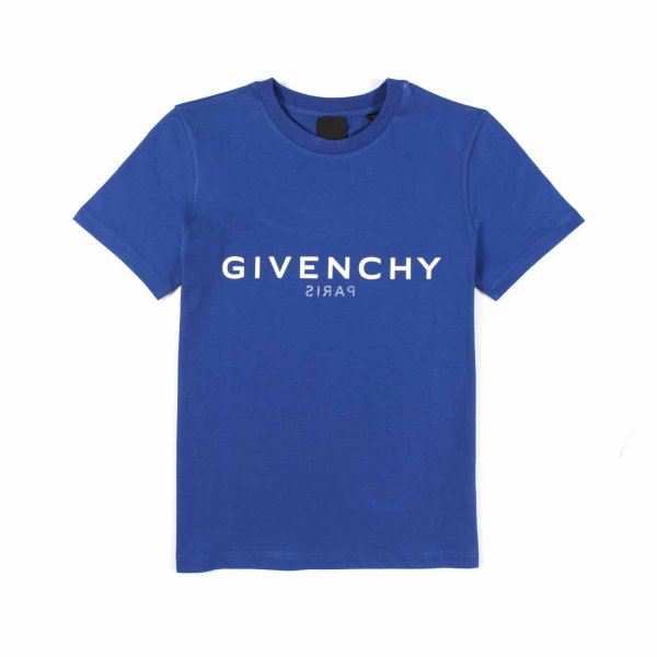 Givenchy - T-SHIRT UNISEX BLU INDACO CON LOGHI BIANCHI