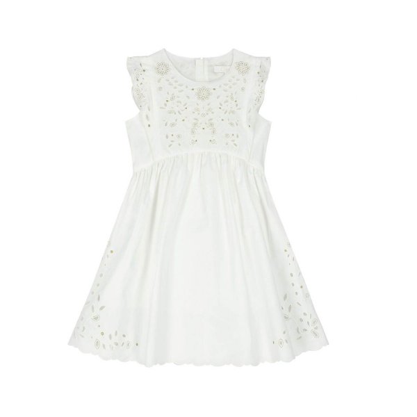 Chloe - WHITE DRESS WITH SANGALLO EMBROIDERY FOR GIRLS