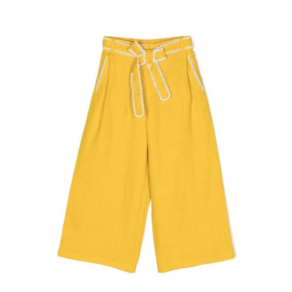 Chloe - YELLOW FLARED LINEN TROUSERS FOR GIRLS AND TEENS