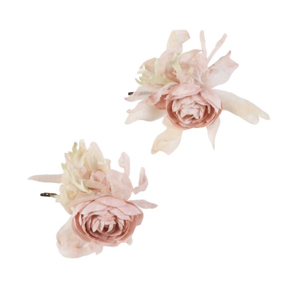 Tete' & Martina - ANTIQUE PINK AND OFF-WHITE FLORAL HAIR CLIPS