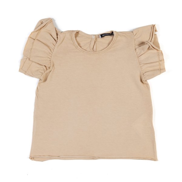 Aventiquattrore - BEIGE T-SHIRT WITH RUFFLES FOR BABY GIRLS