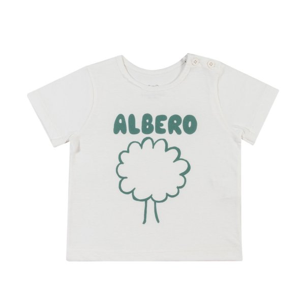 Aventiquattrore - UNISEX WHITE T-SHIRT WITH GREEN PRINT FOR BABIES