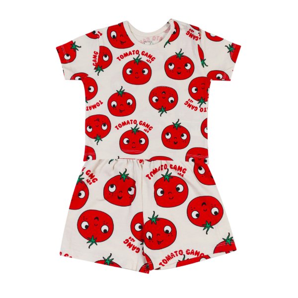 Aventiquattrore - BABY AND KID UNISEX TOMATO GANG SHORT PAJAMAS WITH BUTTONS