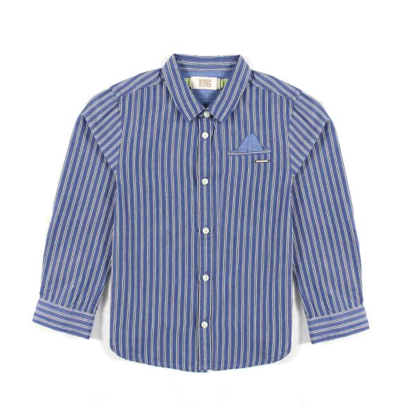 Scotch & Soda - BLUE SHIRT WITH WHITE STRIPES FOR KIDS AND TEENS