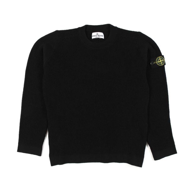 Stone Island - BLACK SWEATER WITH COMPASS LOGO PATCH
