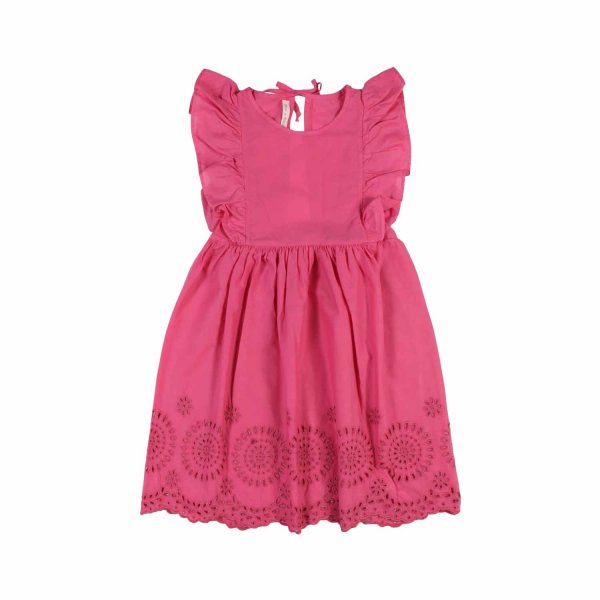 Zhoe & Tobiah - HORTENSIA FUCHSIA DRESS WITH SANGALLO EMBROIDERIES FOR GIRLS