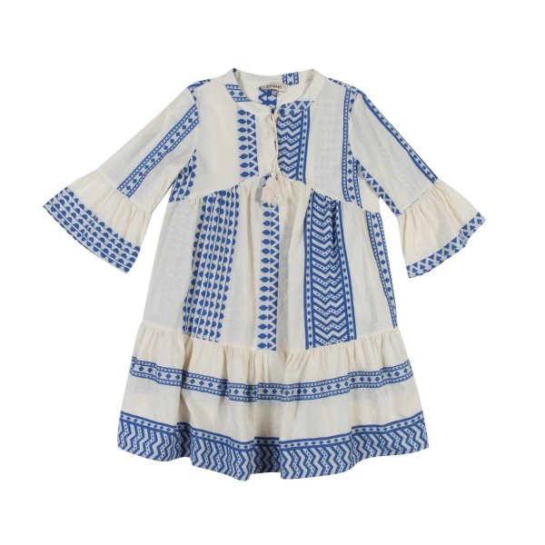 Dixie - EMBROIDERED WHITE AND BLUE DRESS FOR GIRLS