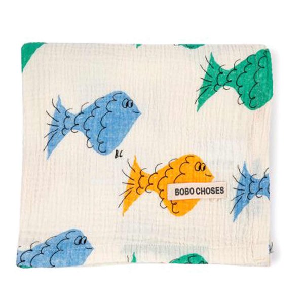 Bobo Choses - OFF-WHITE BLANKET WITH MULTICOLORED FISHES