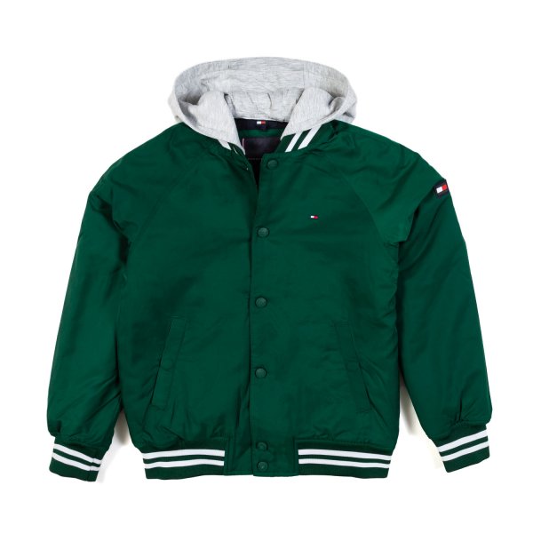 Tommy Hilfiger - GREEN BOMBER JACKET WITH DETACHABLE HOOD